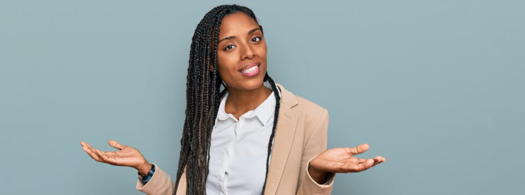 woman shrugging shoulders questioning quality installation