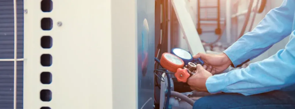 hvac tech checking unit